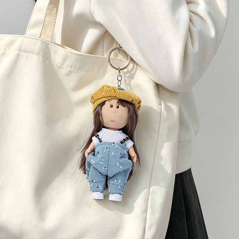 Hooded Doll Bag Charm Keychain with Denim Outfit & Loop Strap Stornfield