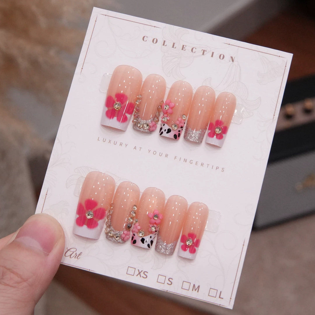 Luxury Floral Press-On Nail Enhancements