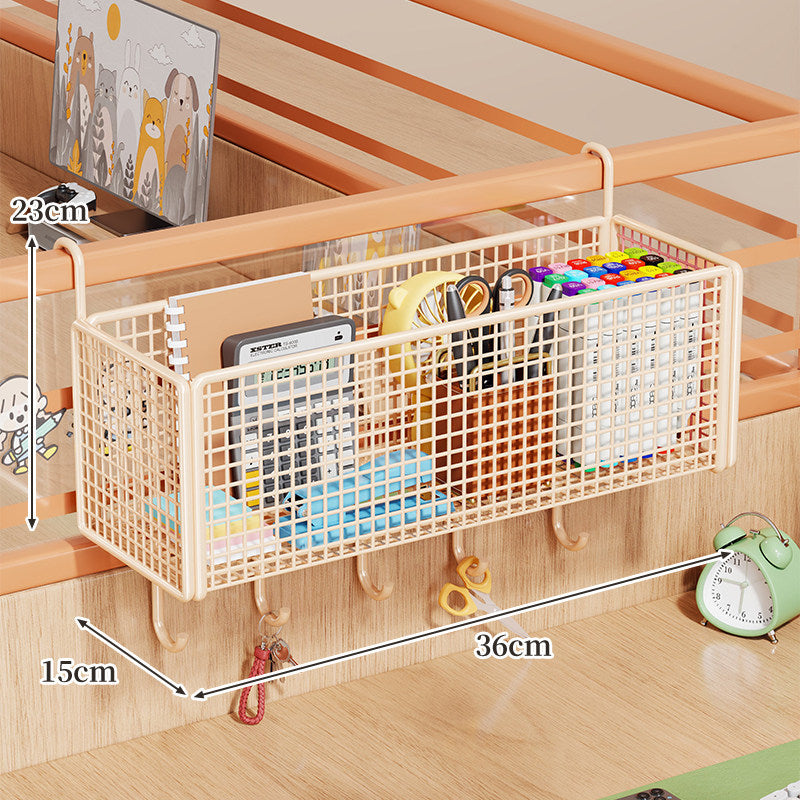 Over-Rail Metal Grid Hanging Storage Basket Organizer for Bunk Bed and Desk