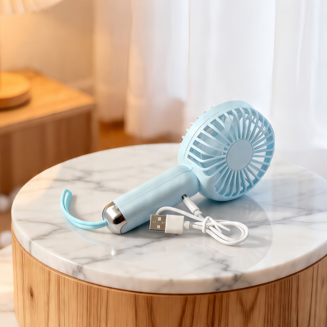 Women portable handheld fan with USB charging function and ergonomic design Stornfield