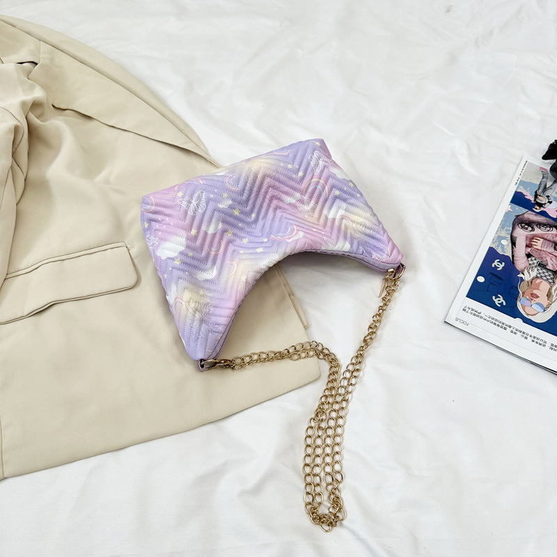 Quilted Chain-Detail Clutch Handbag