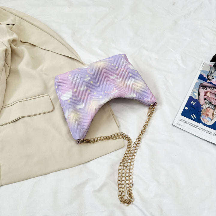 Quilted Chain-Detail Clutch Handbag