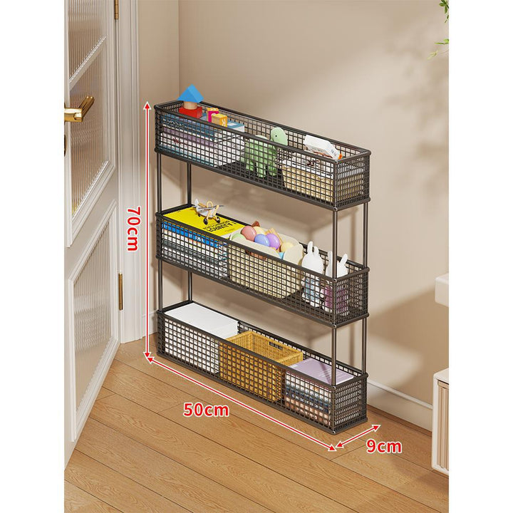 Slim Vertical Mesh Basket Organizer Rack for Narrow Spaces
