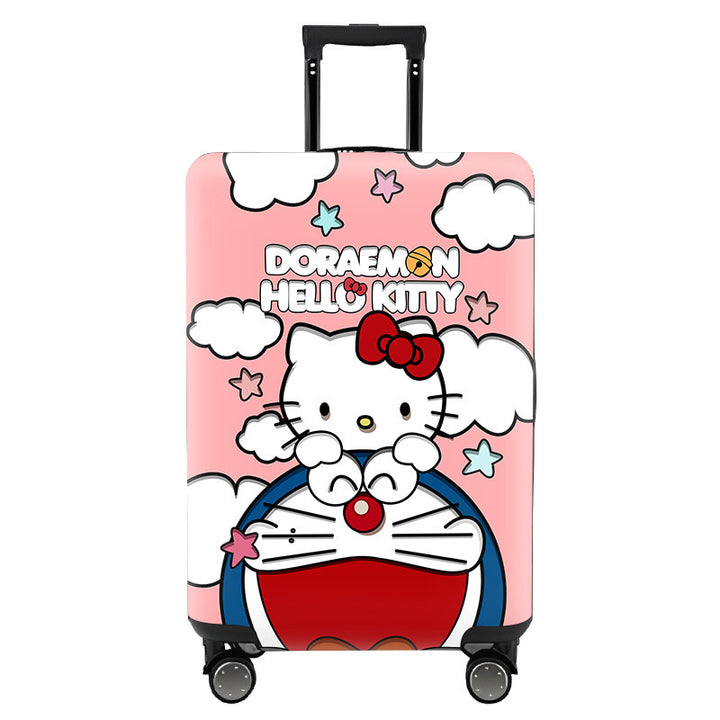 Unisex nan elastic motif suitcase cover made of stretchable polyester with handle and wheel openings Stornfield