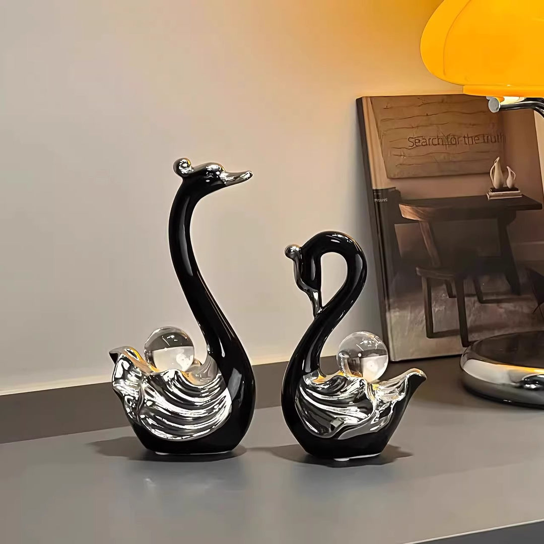 Elegant Ceramic Swan Figurines