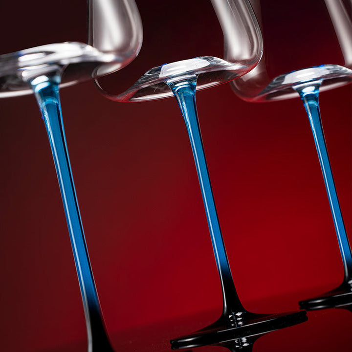 Crystal Glass Blue Stem Burgundy Wine Glass With Blue Mountain Wine Decanter Sets | Stornfield