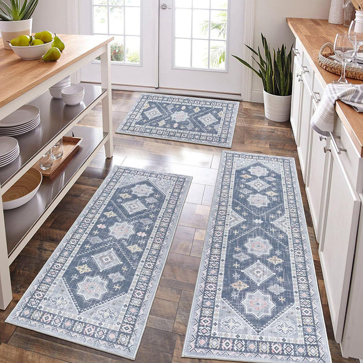 Vintage-Inspired Geometric Kitchen Mat