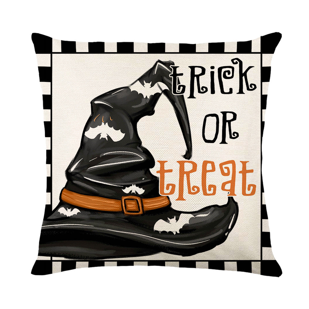 Halloween Decorative Cotton-Linen Throw Pillow Cover 'It's October Witches'
