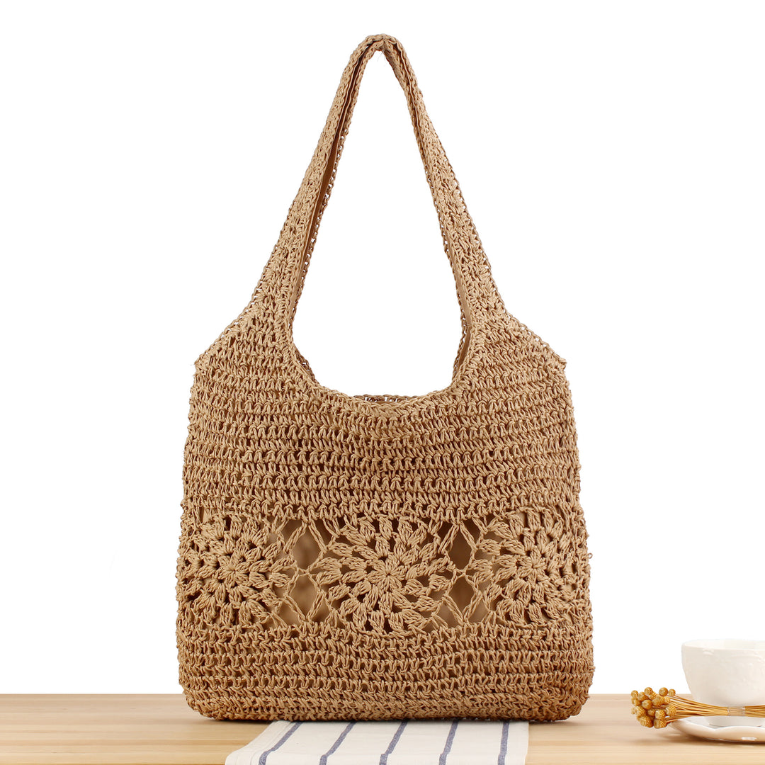 Versatile straw shoulder bag with floral details Stornfield