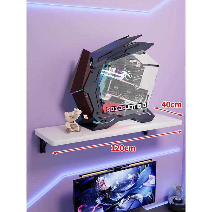 Wall-Mount Floating Shelf for Mid-Tower Gaming PC with Reinforced Brackets