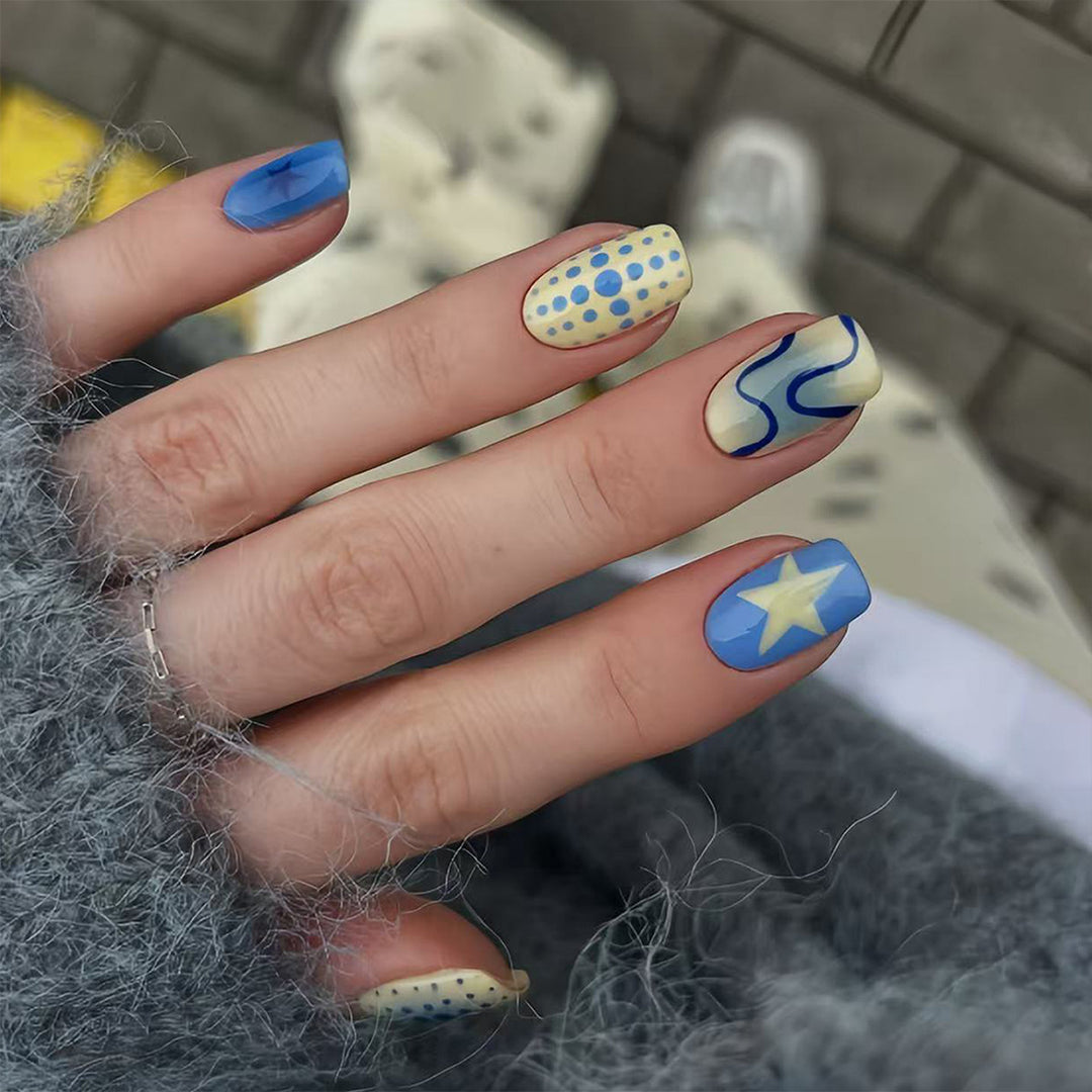Creative Geometric and Colorful Patterns False Nails Stornfield