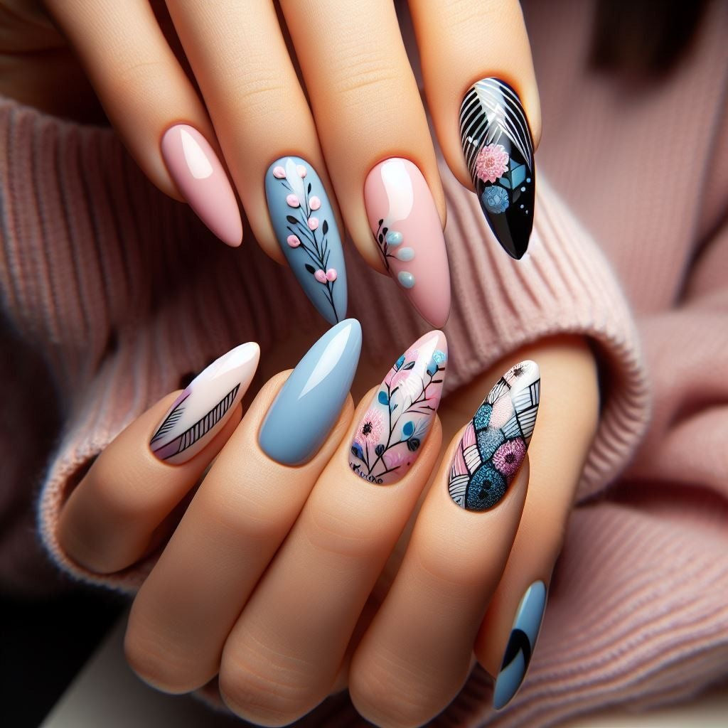 Artificial nails with floral accents Stornfield