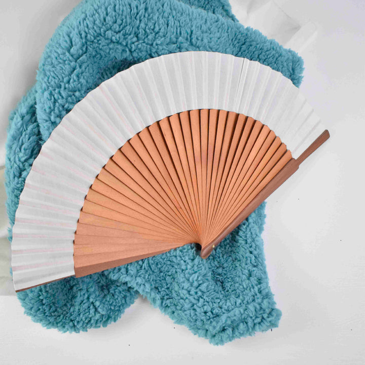 Ladies fan made of high-quality paper with stylish wooden frame Stornfield