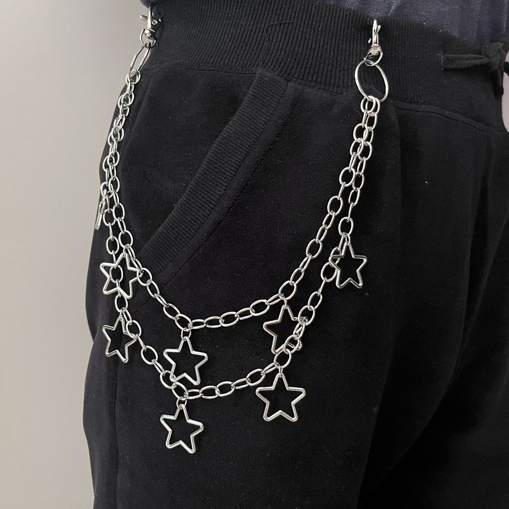 Fashionable chain belt with star pendants Stornfield