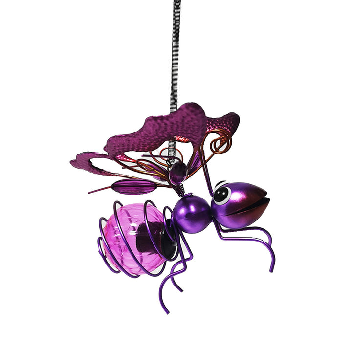 Whimsical Hanging Glass Bee Solar Garden Lantern Ornament Stornfield