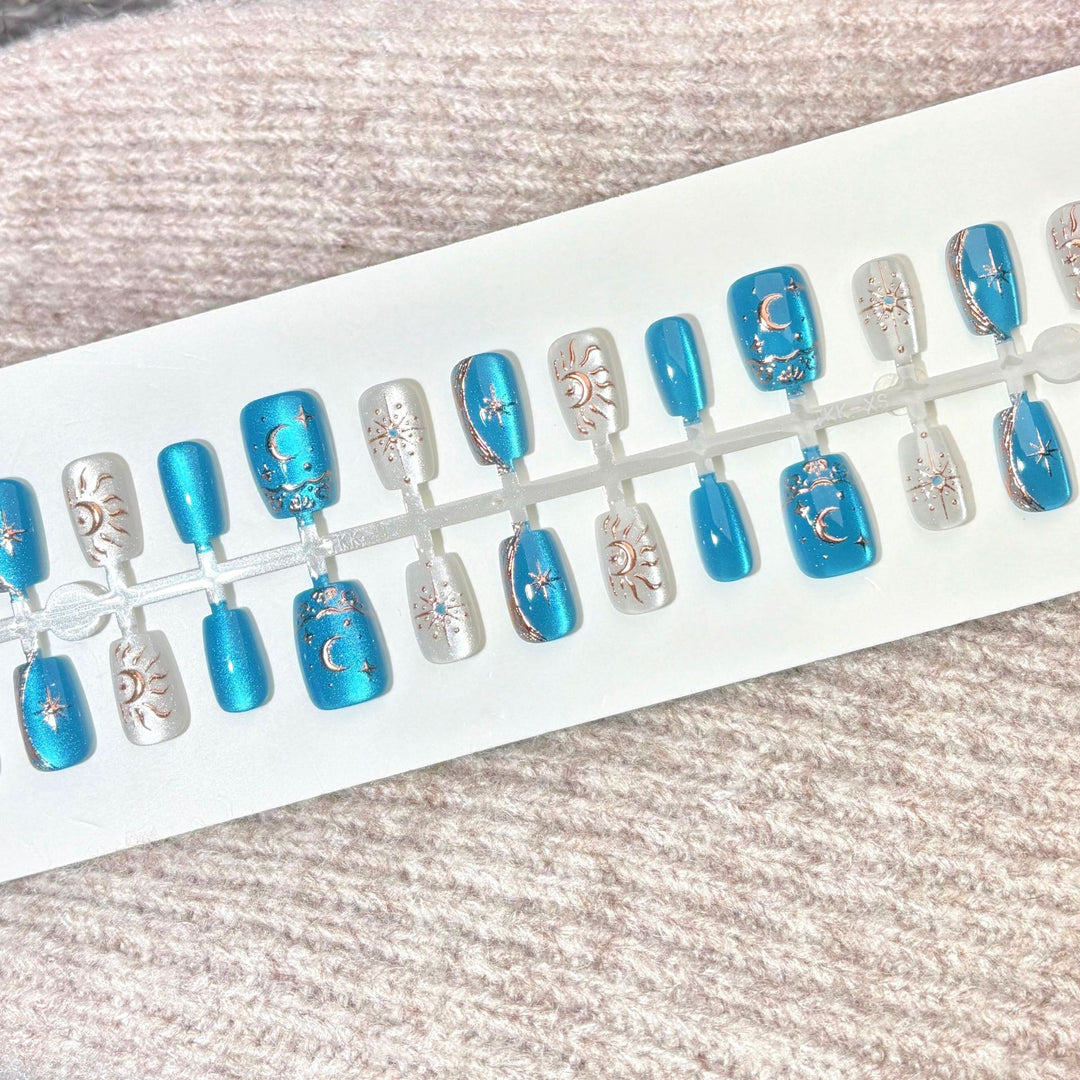 Celestial Themed Press-On Nail Art