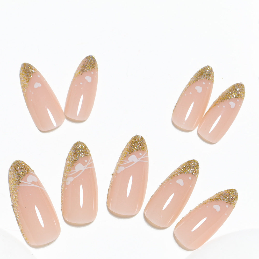 Glitter-Accent Almond-Shape Press-On Nail Set Stornfield