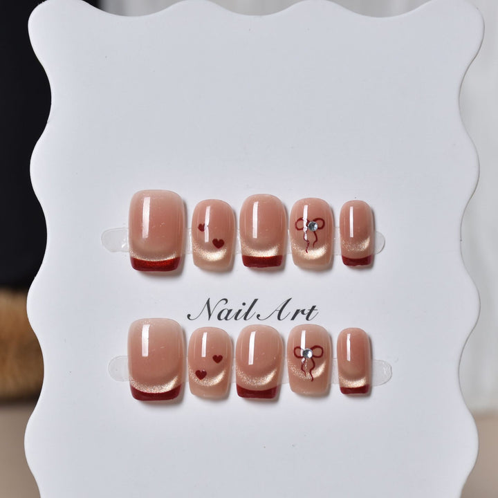 Artistic Heart-Themed Press-On Nail Art Stornfield