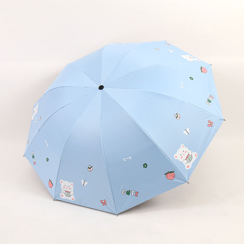 Women's Folding Umbrella with Playful Bear Design Stornfield
