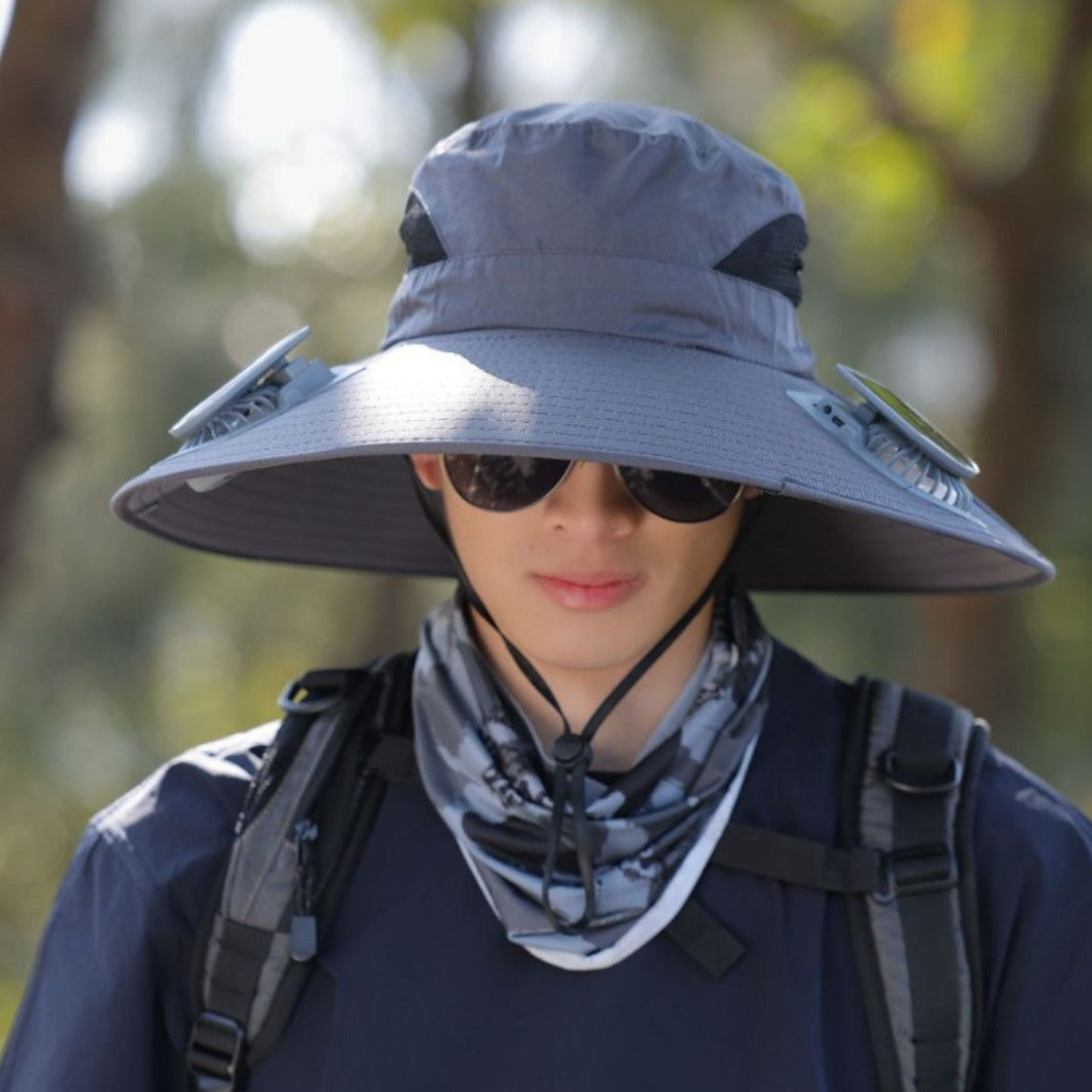 tactical fishing hat with wide brim, mesh ventilation and adjustable chin strap Stornfield