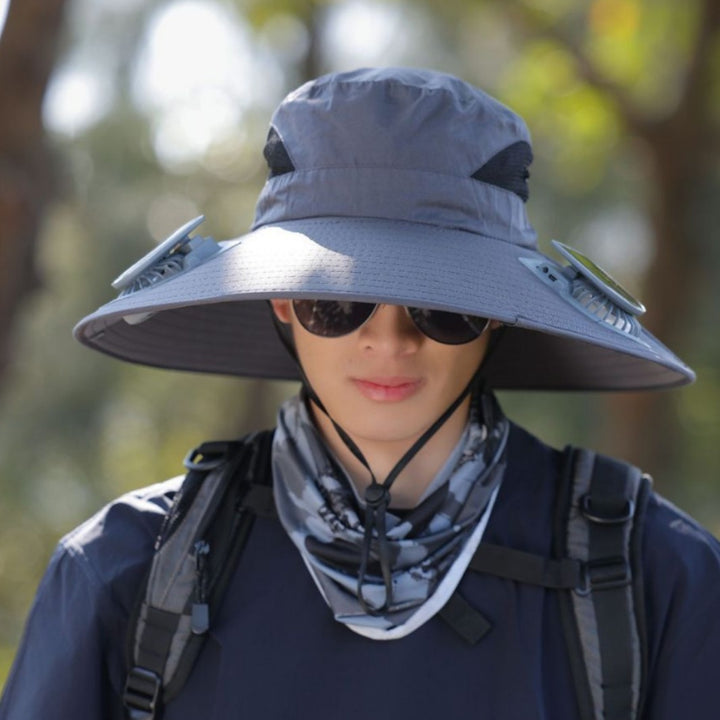 tactical fishing hat with wide brim, mesh ventilation and adjustable chin strap Stornfield