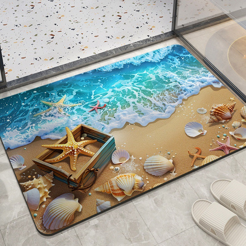 Coastal Ocean-Themed Decorative Floor Mat