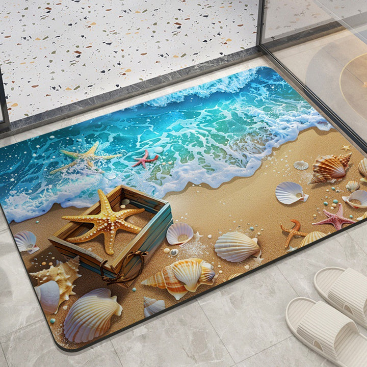 Coastal Ocean-Themed Decorative Floor Mat