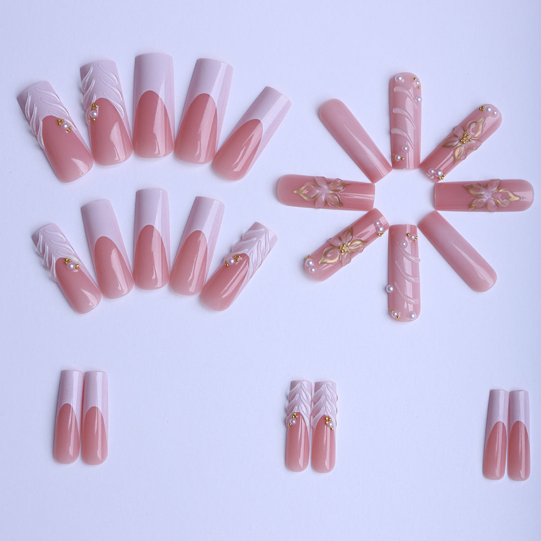 Artificial nails with handcrafted floral accents Stornfield