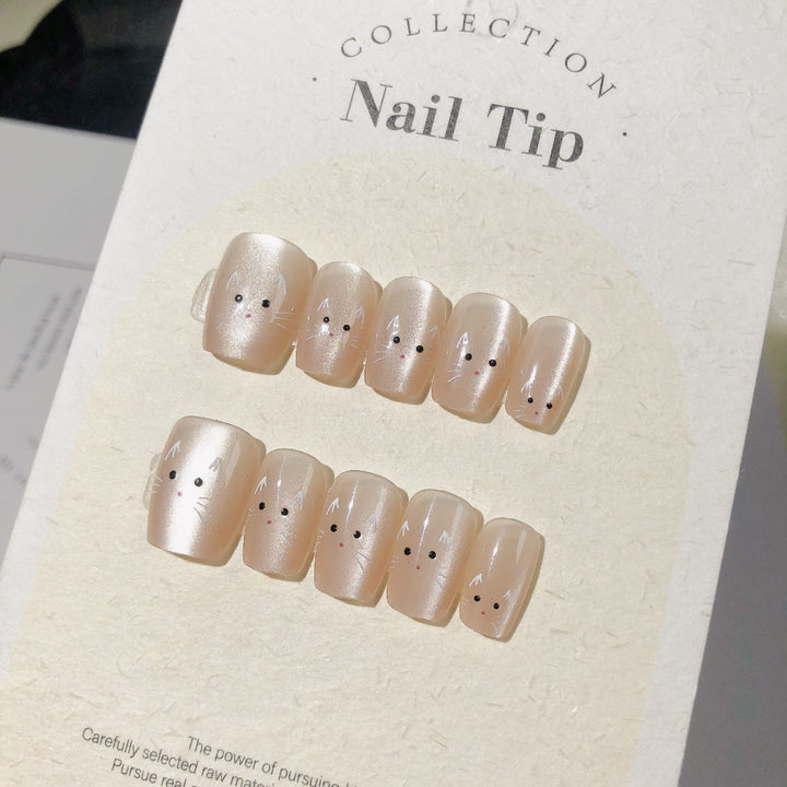 Cat-Themed Press-On Nail Tips