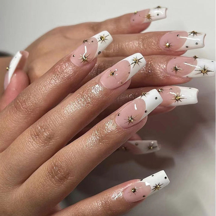 Elegant Gel Nails with Sparkling Star Decorations Stornfield