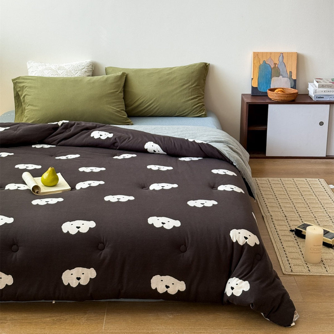 Padded futon mattress topper with cute cat pattern