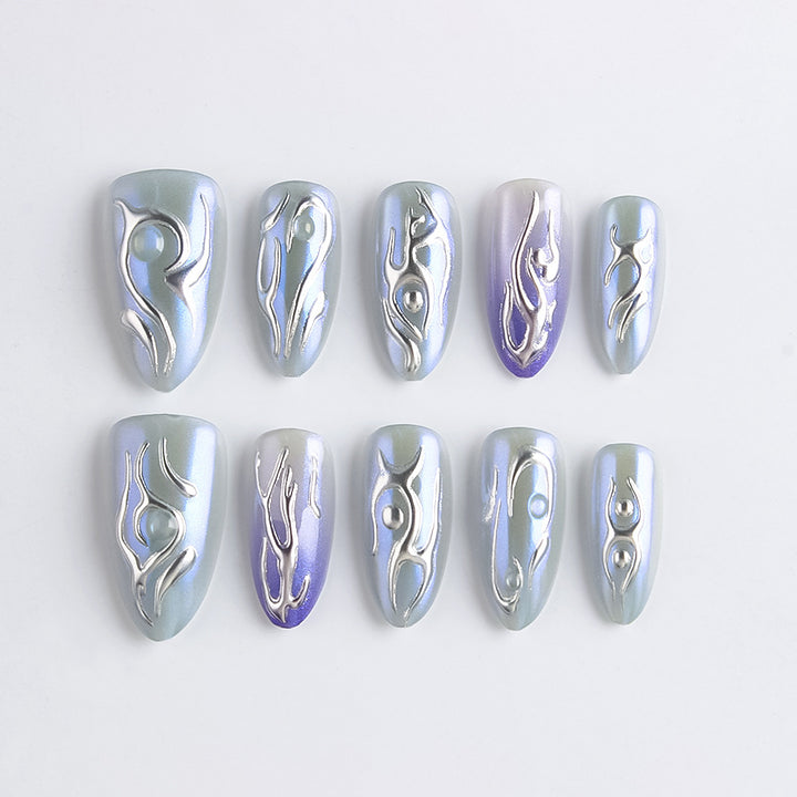Artistic Press-On Nails with 3D Design Stornfield