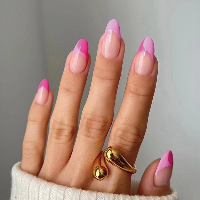 Artificial nail extensions with elegant glitter French tip design Stornfield