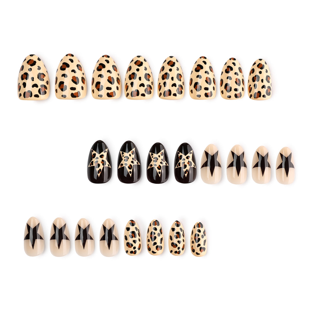 Artistic Nail Extensions with Leopard and Star Design Stornfield
