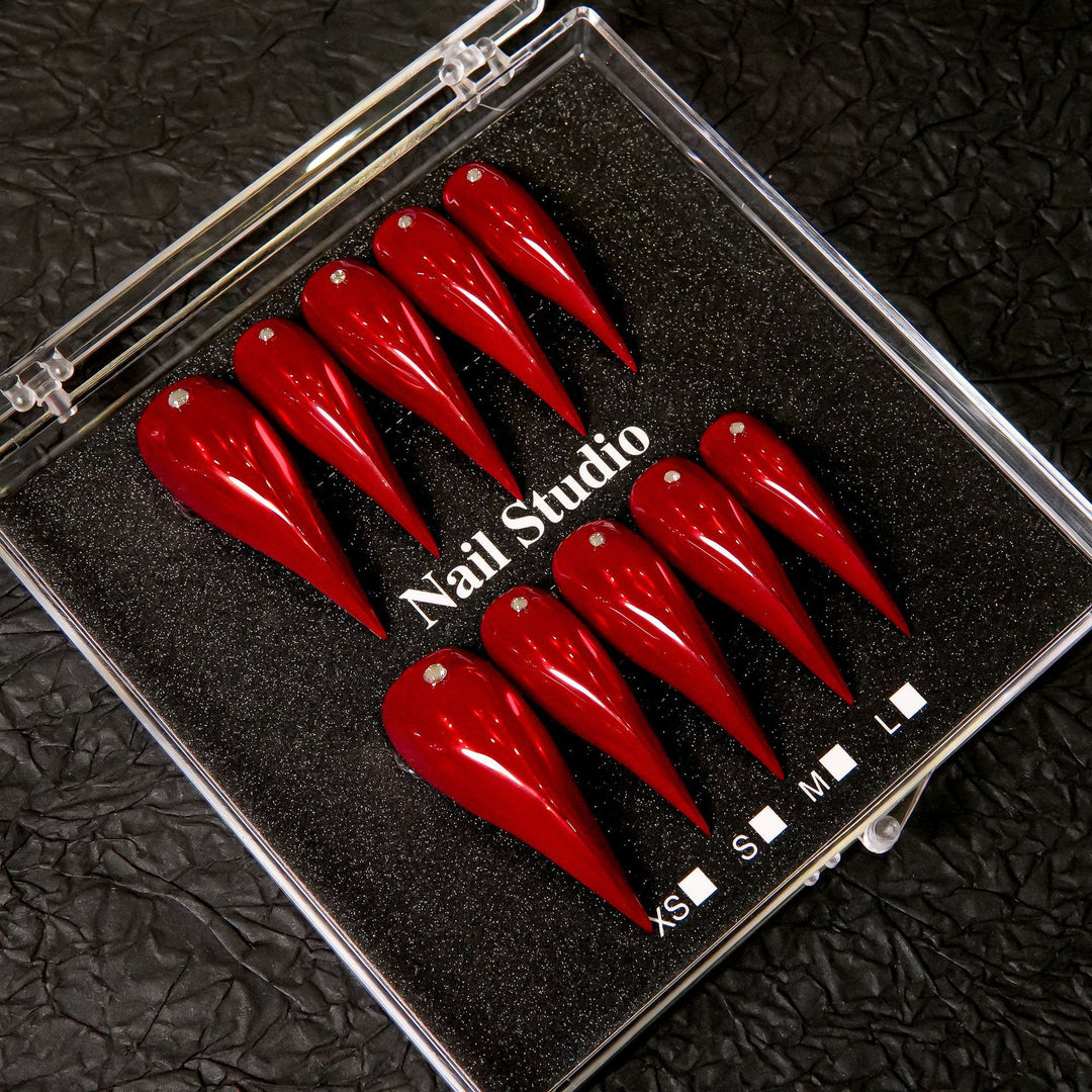 Stiletto Press-On Nail Set with Gem Accents