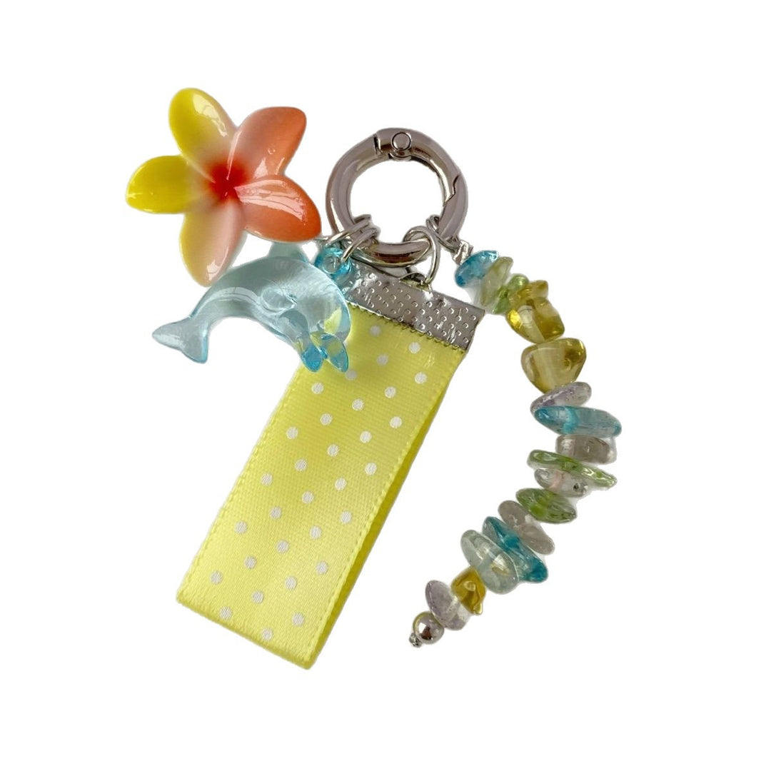 Whimsical Dolphin and Flower Charm Keychain Stornfield