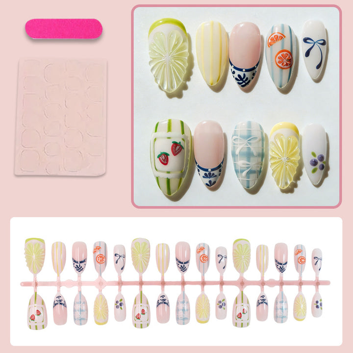 Artificial nail set with colorful fruit and flower motifs Stornfield