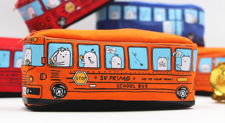 Fun Cartoon School Bus Zippered Pencil Case Stornfield