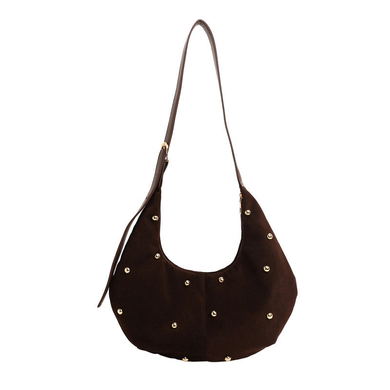 WoTextured Suede Hobo Bag with Decorative Studs Stornfield