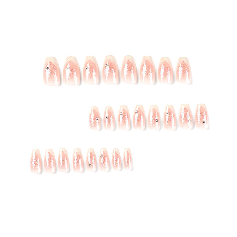 Elegant Artificial Nails with Glitter and Romantic French Tip Stornfield