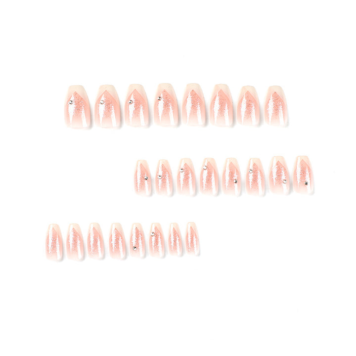 Elegant Artificial Nails with Glitter and Romantic French Tip Stornfield