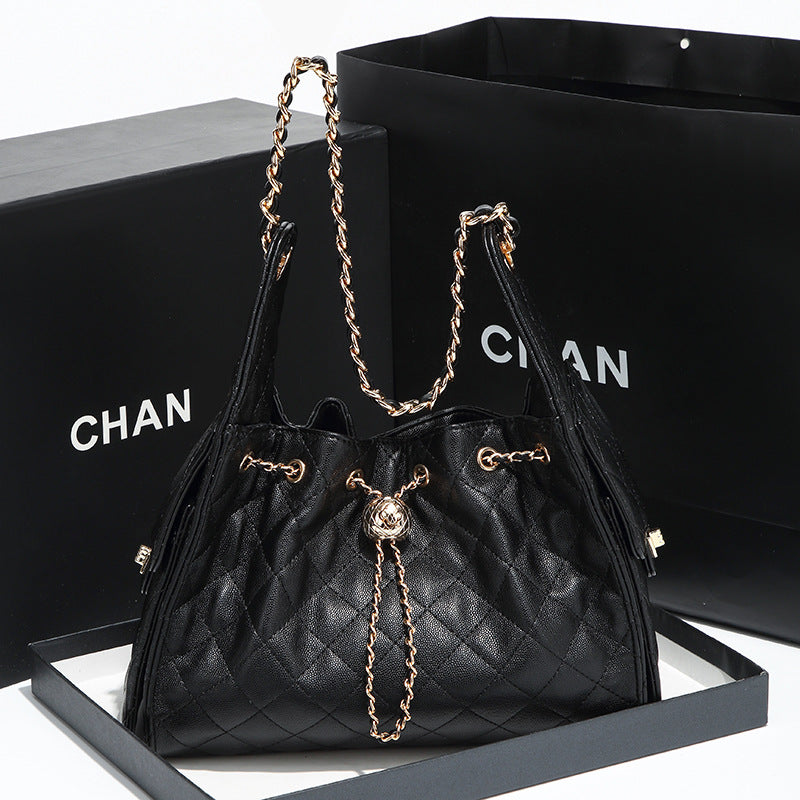 Quilted Drawstring Bucket Handbag