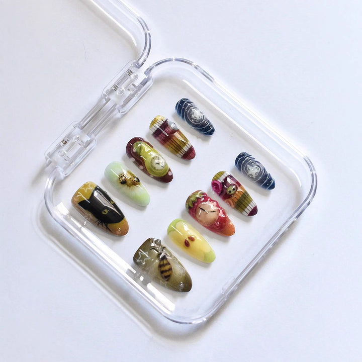 Artistic Ocean-Themed Press-On Nail Art Stornfield