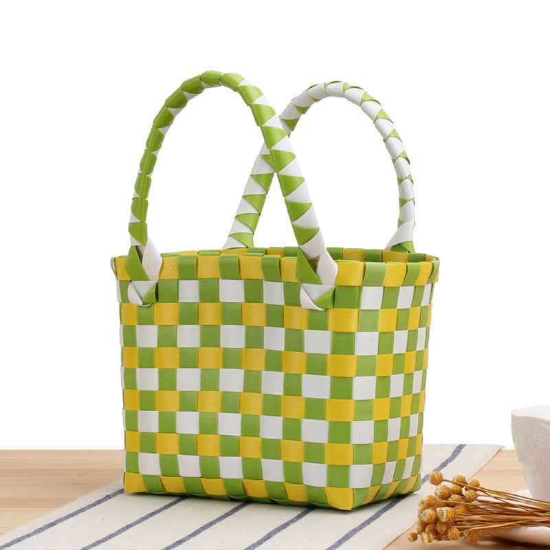 Handbag made of woven material with a stylish check pattern Stornfield