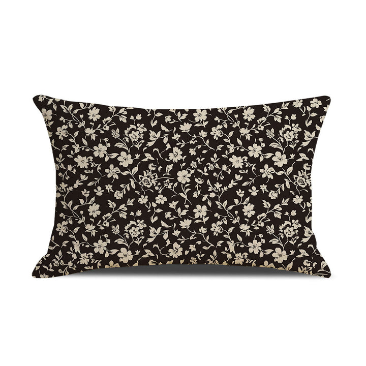 Rectangular Linen-Blend Floral Throw Pillow Cover