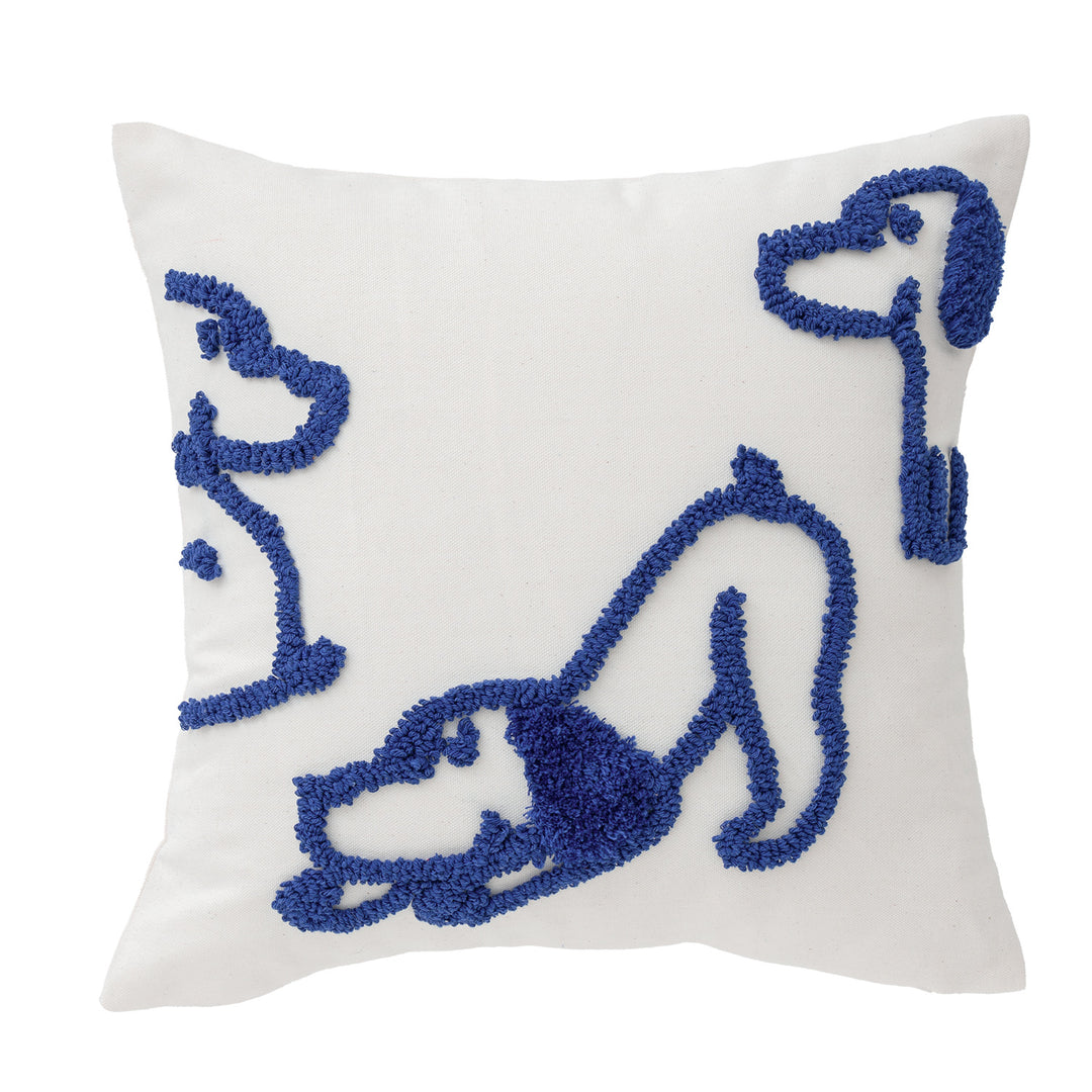 Rectangular decorative lumbar pillow with hand-tufted dog motif made of cotton blend Stornfield