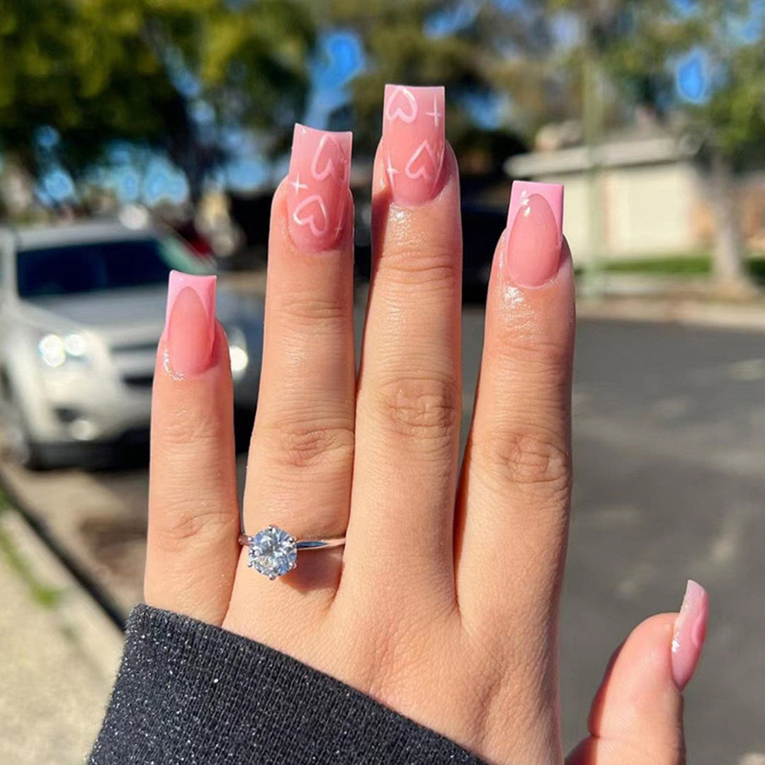 Artistic acrylic nails with heart design Stornfield