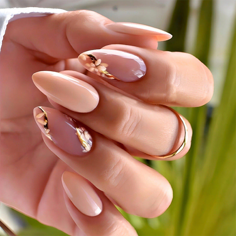 Premium Press-On Nail Set with Floral Accents Stornfield