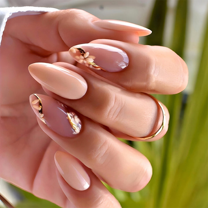 Premium Press-On Nail Set with Floral Accents Stornfield