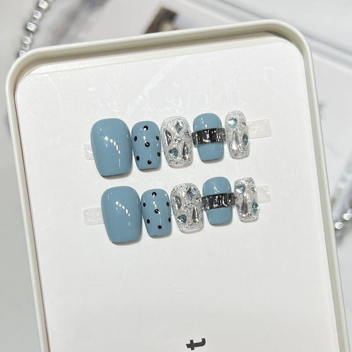 Decorative Press-On Nail Set with Glittery Accents Stornfield